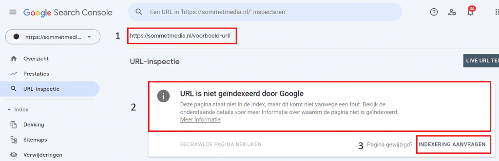 No-index URL melding Google Search Console